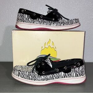Black and White Zebra Print Boat Shoes
